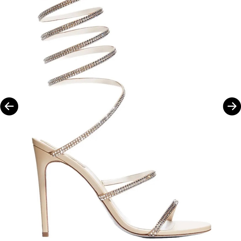 Rene Caovilla Cream Spiral Strap Heels
